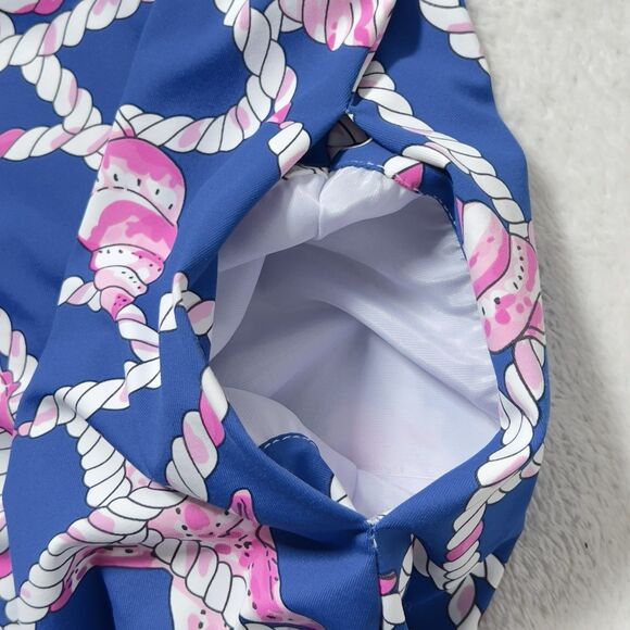 Barbara Gerwit Shift Mini Dress Womens Sz M Blue Seashell Nautical Print - Picture 5 of 10